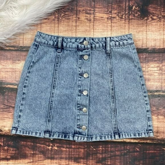 Forever 21 Dresses & Skirts - RELISTED Forever 21 Denim Skirt Button Down Acid Wash